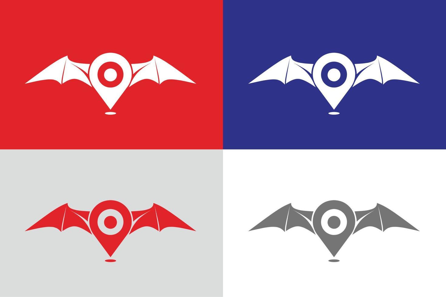 conjunto de logotipo de mapa de morcego vetor