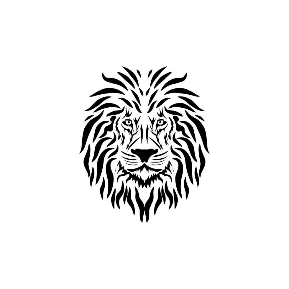 cabeça de rei leão logotipo de mascote de silhueta desenhada à mão vetor