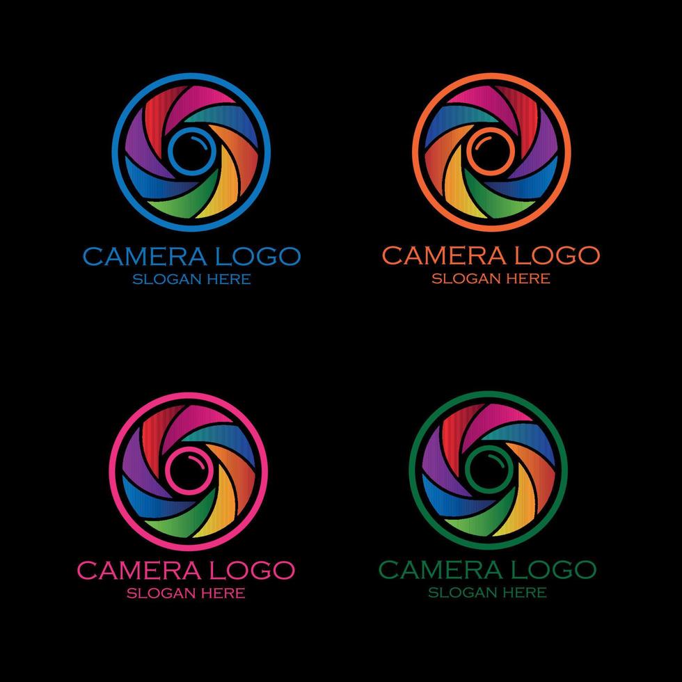 conjunto de logotipo de câmera colorida vetor