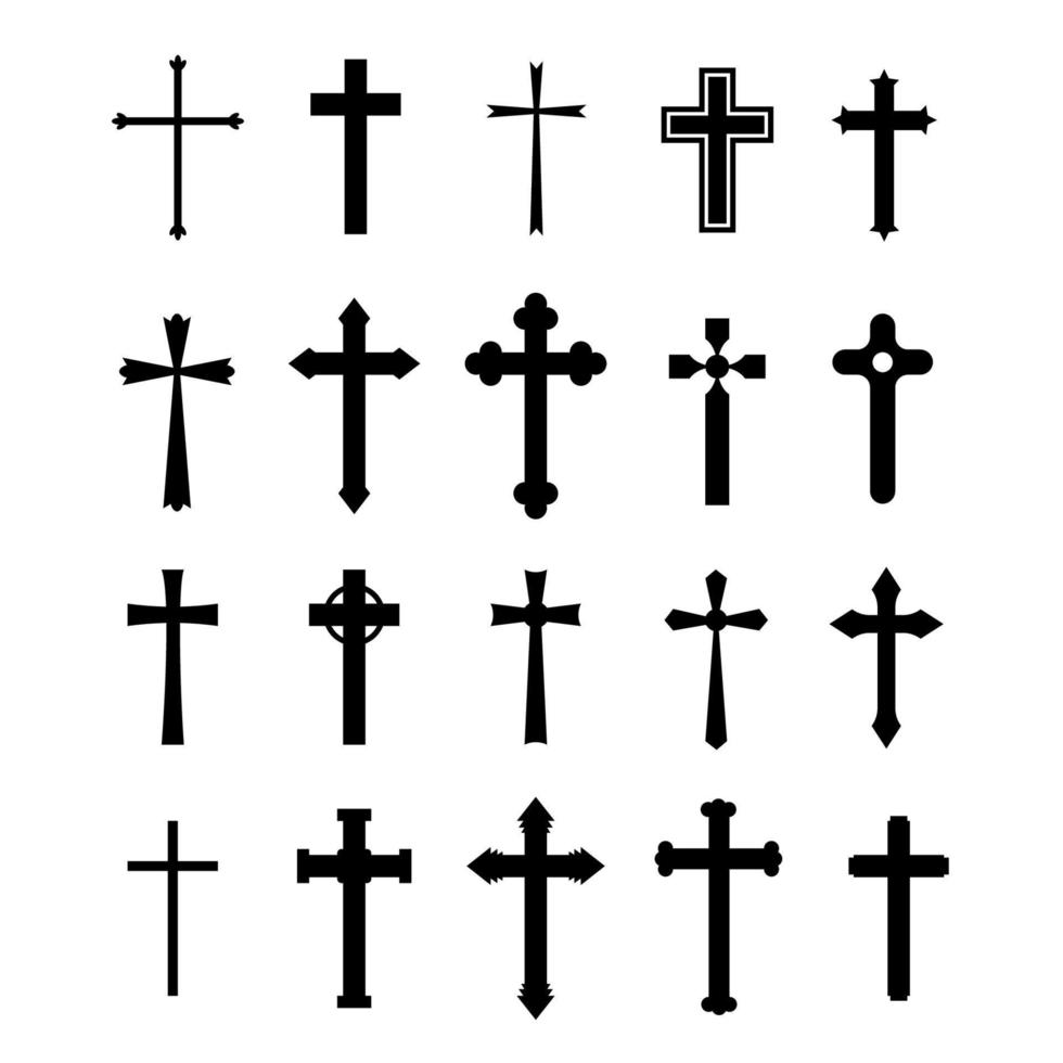 conjunto de silhuetas de cruzes vetor