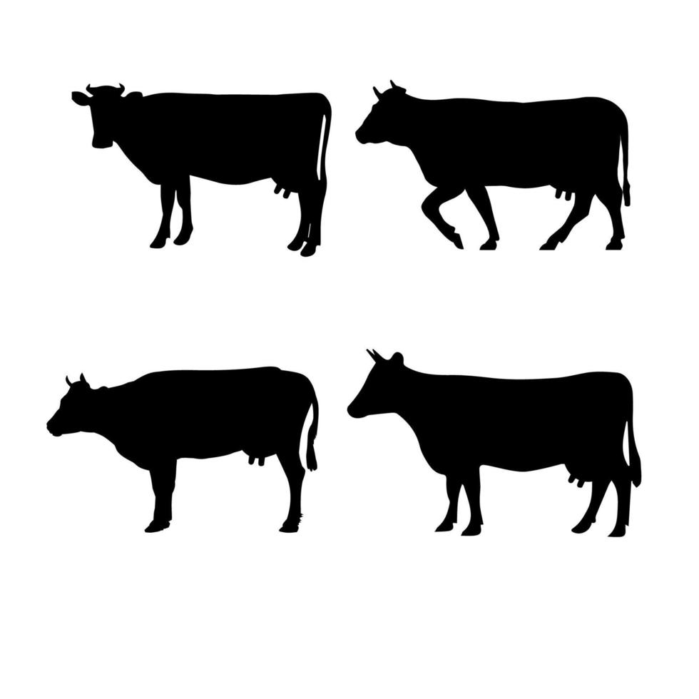 coleção de silhuetas de vaca vetor