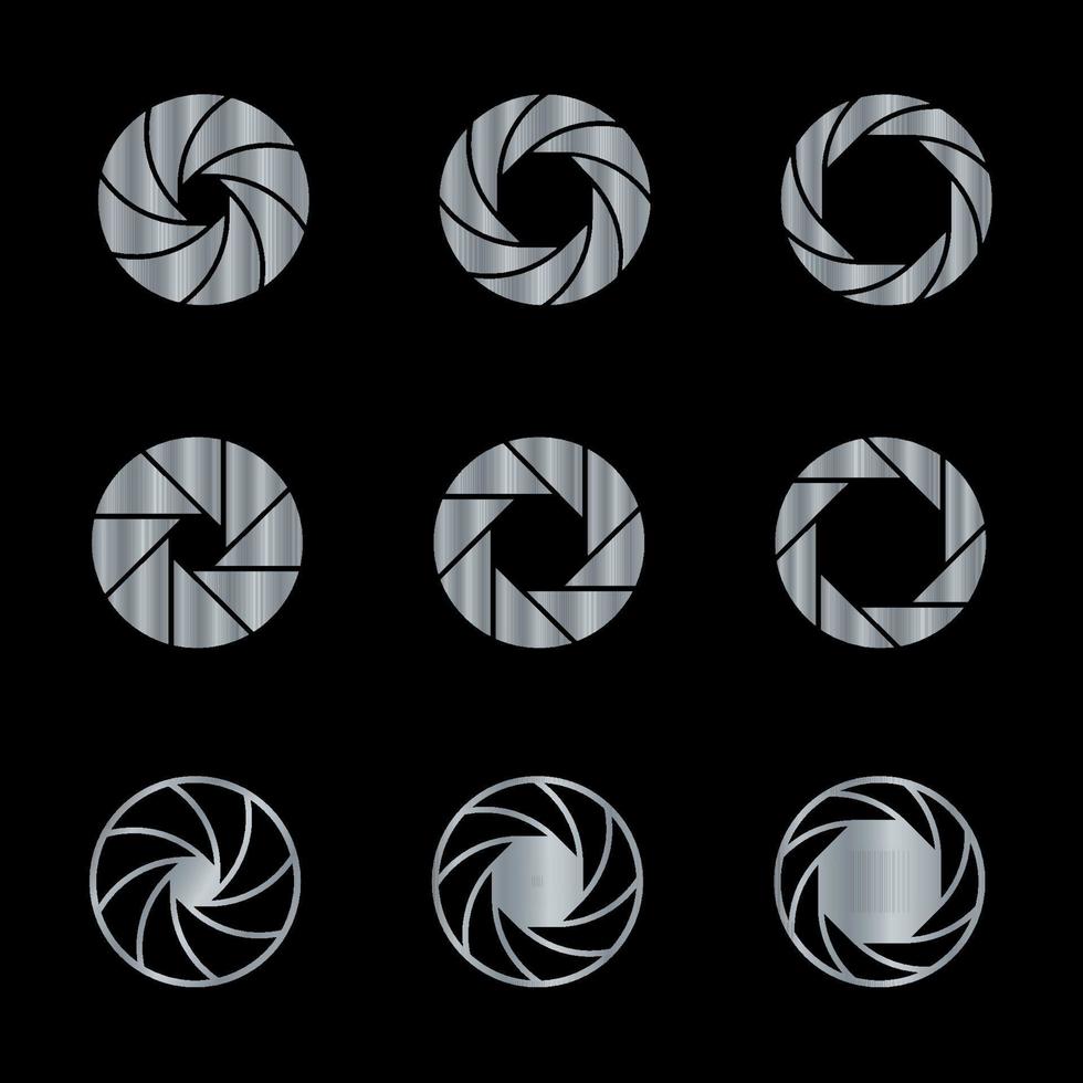 conjunto de logotipo de câmera prata vetor