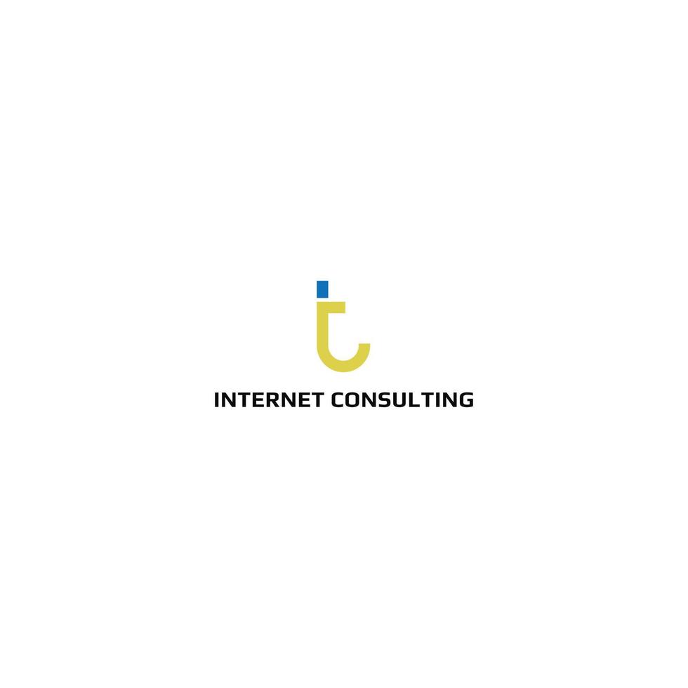 inspiração de design de logotipo para negócios de consultoria de tecnologia de internet inspirado em uma letra abstrata i e t isolada na cor amarela e azul também adequada para a marca ou empresa com a mesma inicial vetor