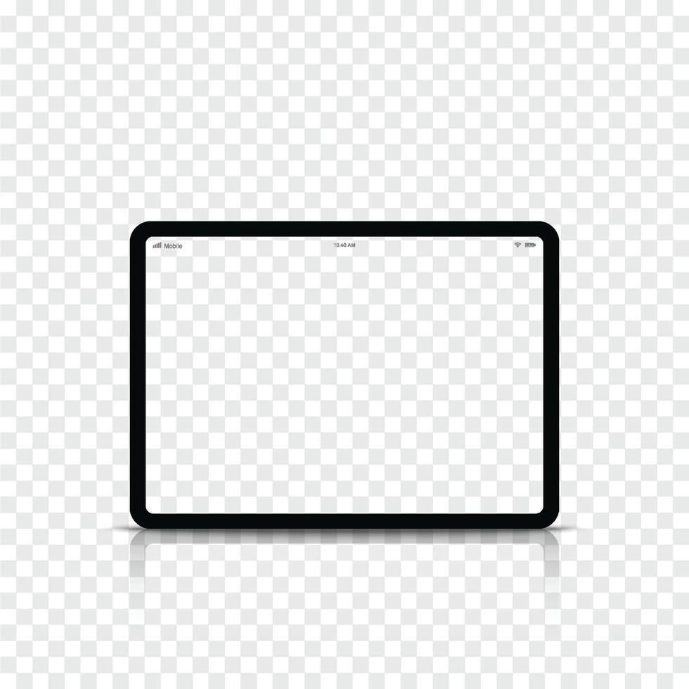 computador tablet preto realista moderno com tela transparente. ilustração vetorial. vetor
