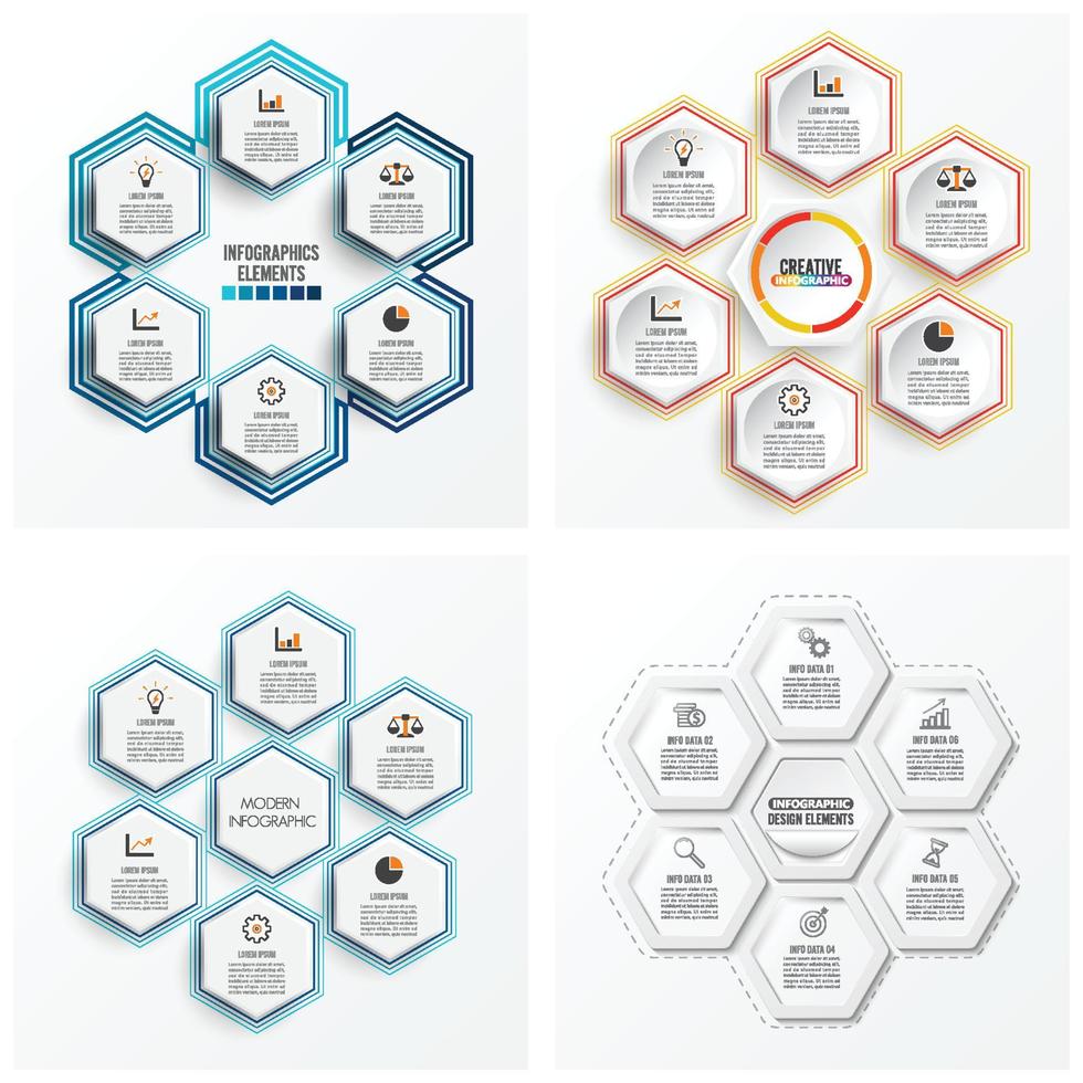 ilustração vetorial infográficos 6 opções. modelo de folheto, negócios, web design vetor