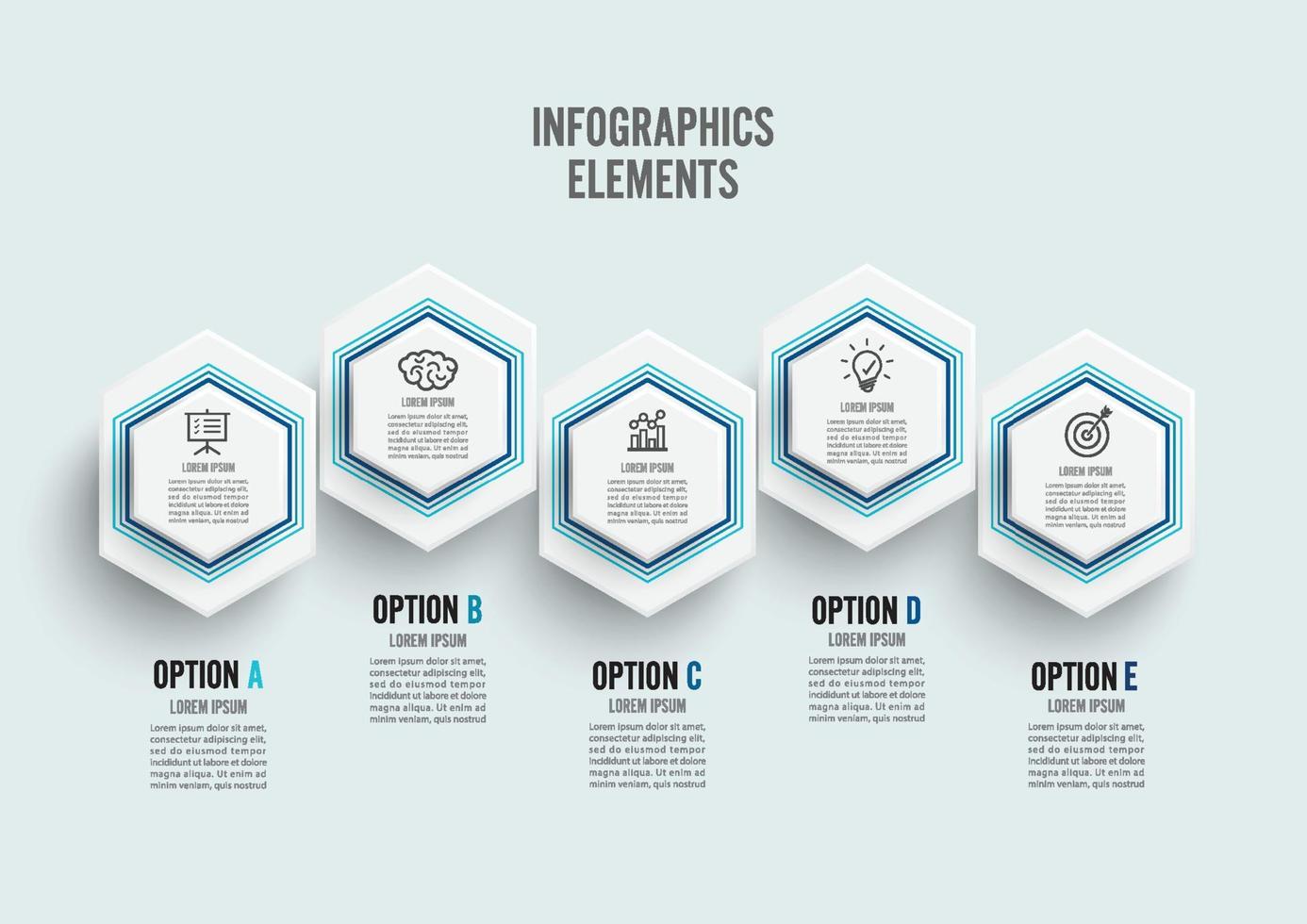 modelo de infográfico de vetor com etiqueta de papel 3d, círculos integrados. conceito de negócio com 5 opções. para conteúdo, diagrama, fluxograma, etapas, peças, infográficos de linha do tempo.