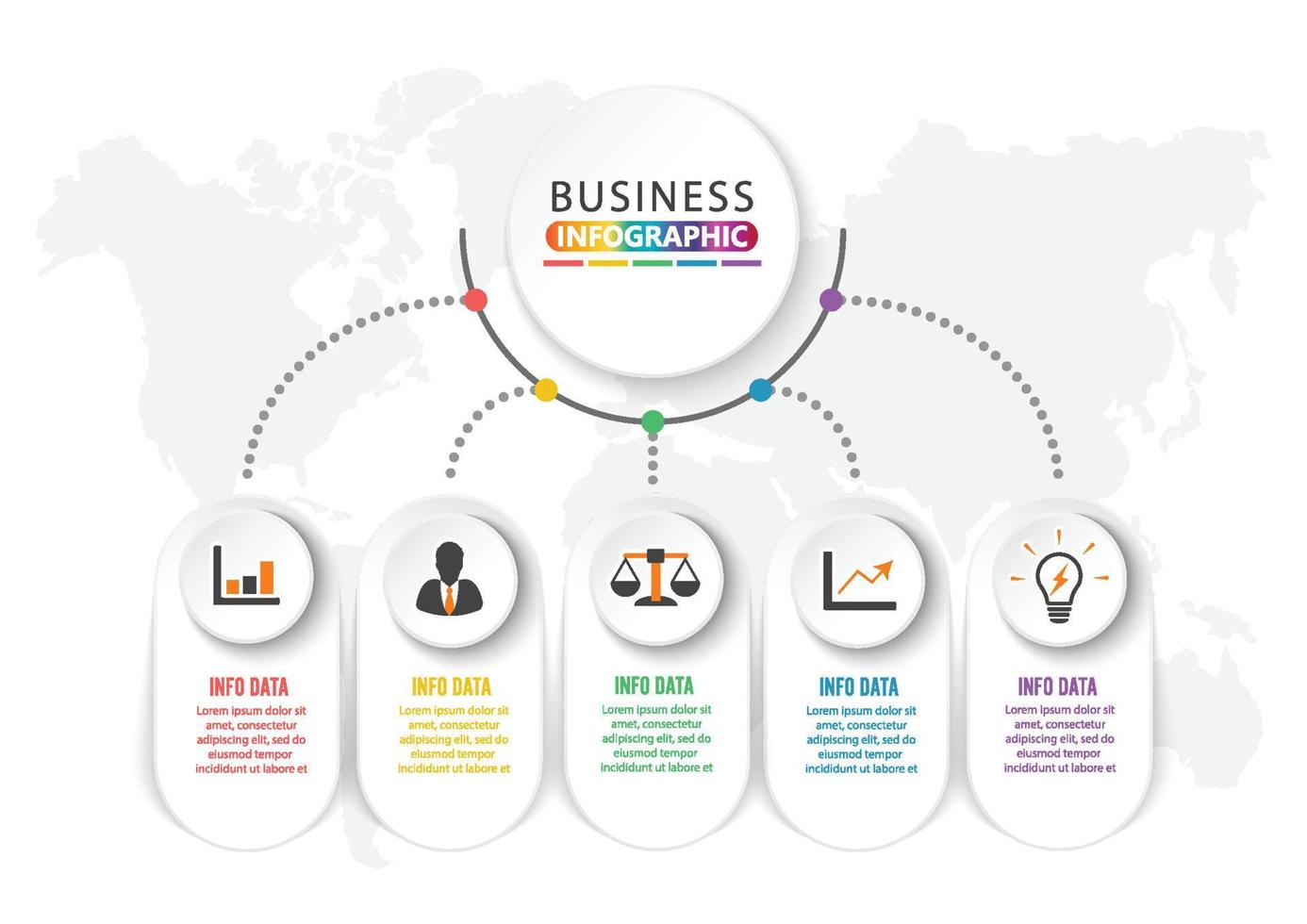 modelo de opções de número de infográficos abstratos. ilustração vetorial. pode ser usado para layout de fluxo de trabalho, diagrama, opções de etapas de negócios, banner, web design. ícones de traço. vetor