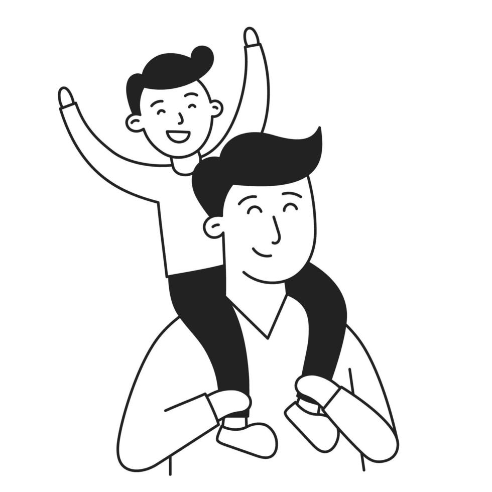Papai. criança desenhada à mão e ícone de doodle de família vetor