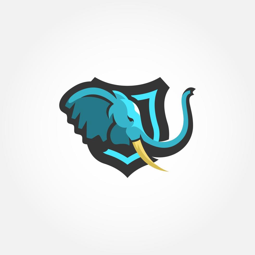 design de logotipo de guarda de elefante com estilo esport vetor