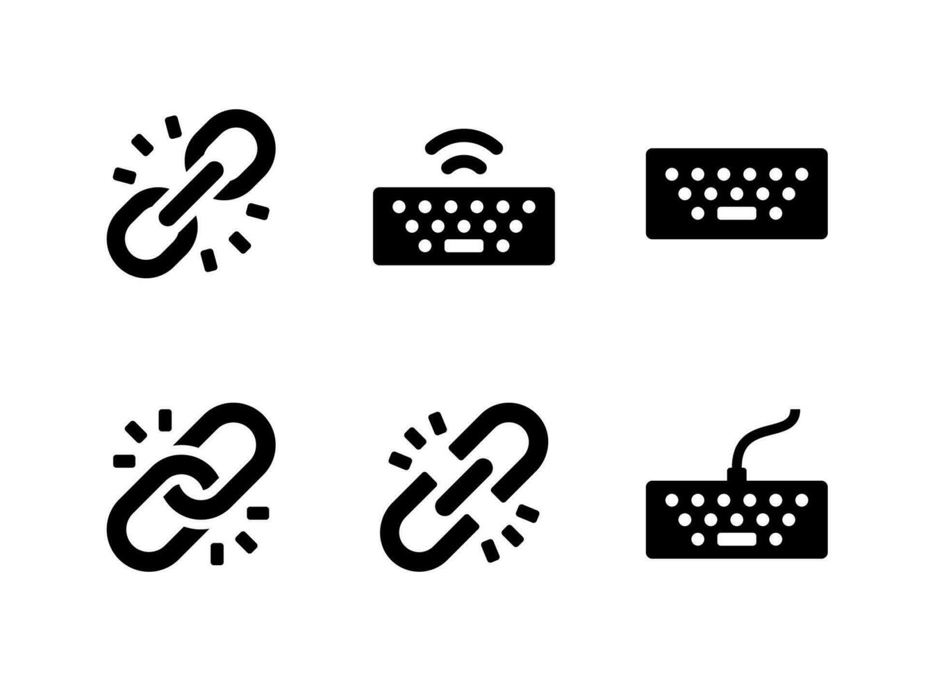 conjunto simples de ícones sólidos vetoriais relacionados à interface do usuário. contém ícones como link, teclado e muito mais. vetor