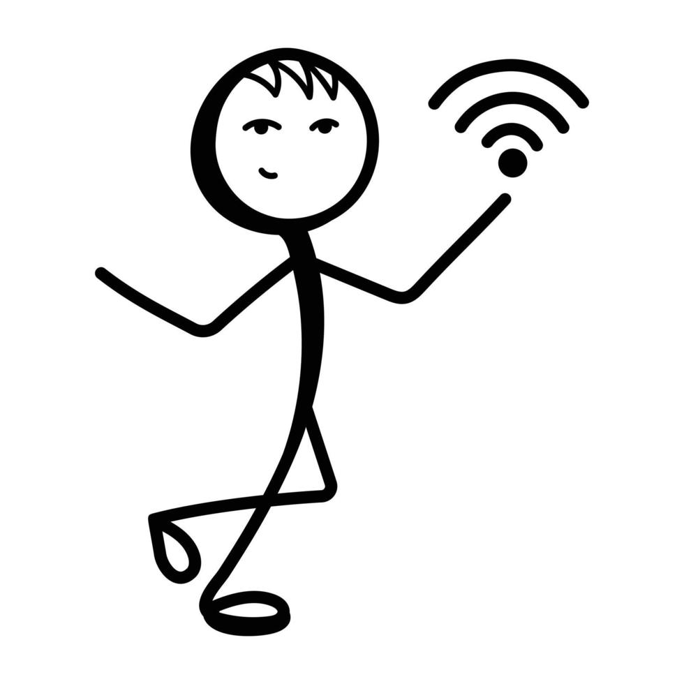 confira o ícone de doodle do usuário wifi vetor