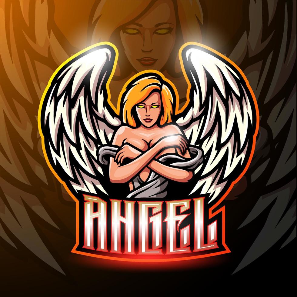 design de logotipo de esport de mascote de anjo vetor