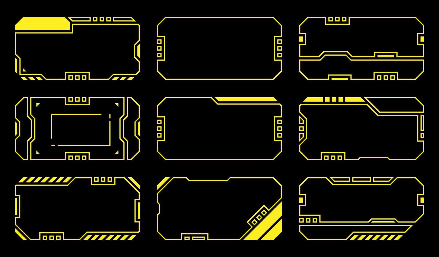 design de vetor hud futurista de tecnologia de contorno de moldura amarela.