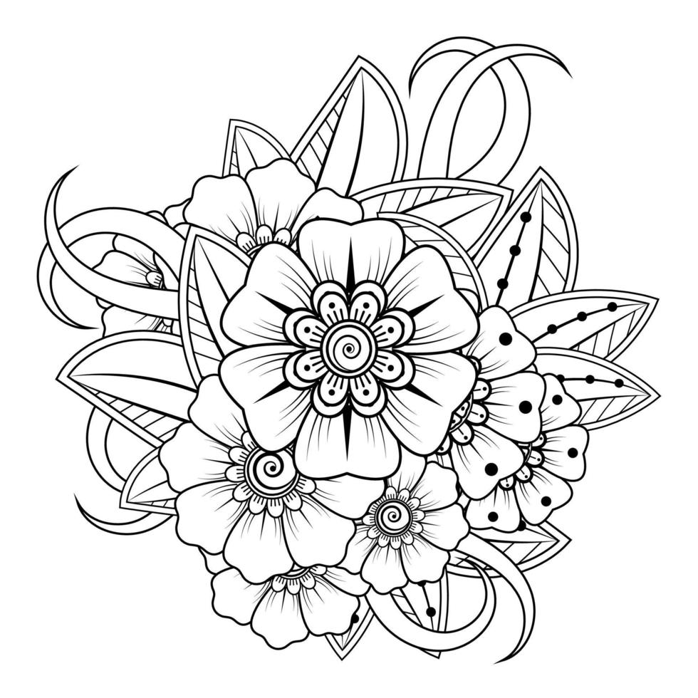 flores em preto e branco. arte doodle para livro de colorir vetor