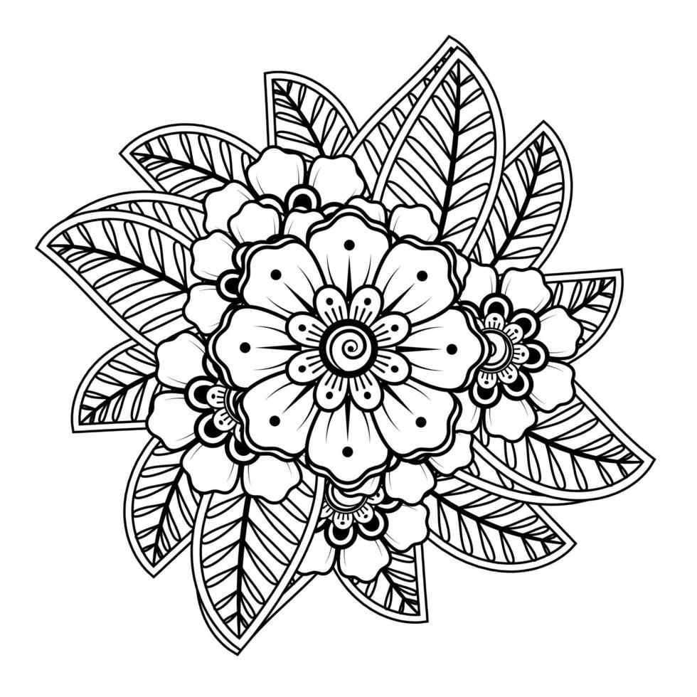 flores em preto e branco. arte doodle para livro de colorir vetor