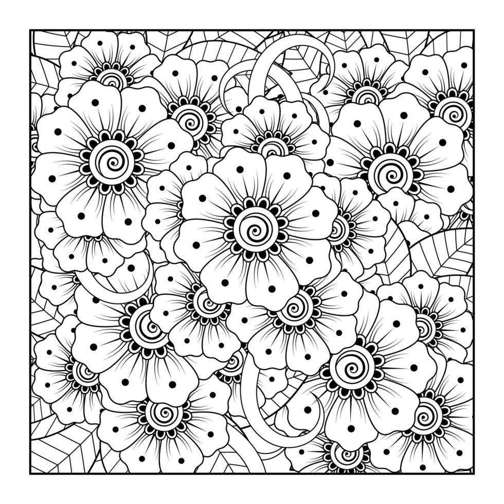 flores em preto e branco. arte doodle para livro de colorir vetor