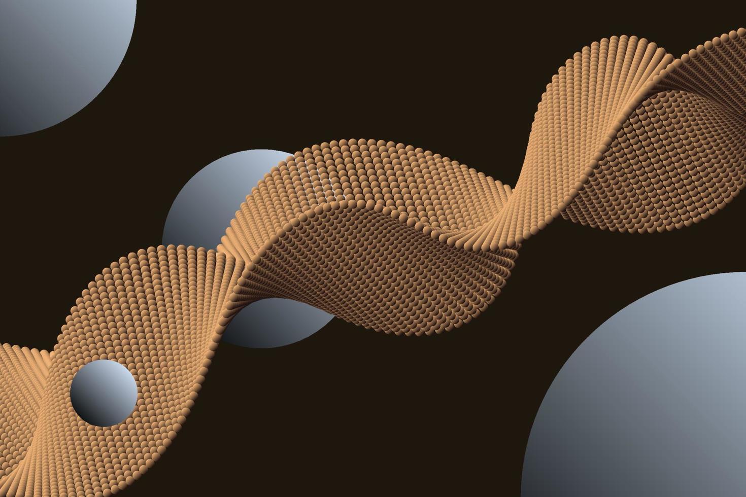 uma matriz de ondas de partículas vetoriais de volume com círculos em fundo preto em estilo futurista vetor