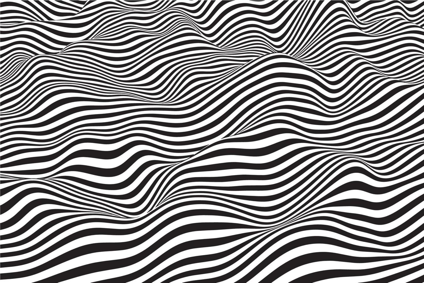 fundo de listras onduladas preto e branco elegante. textura de vetor onda ondulação abstrata na moda. design de padrão de linhas fluidas suaves