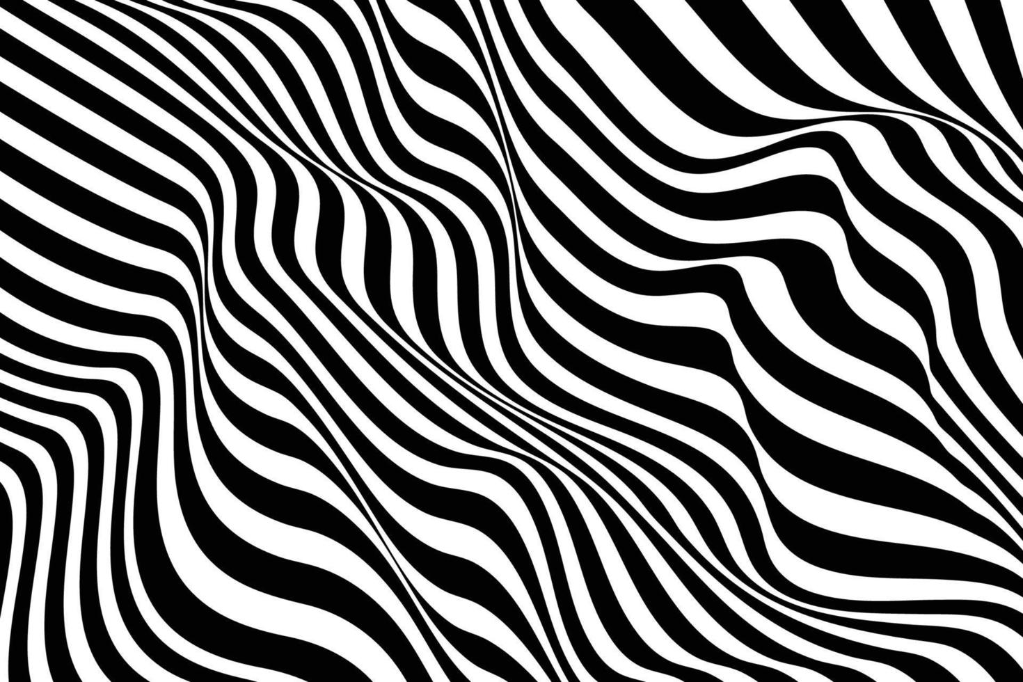 fundo de vetor de listras onduladas preto e branco. textura de onda abstrata na moda. design de padrão de linhas curvas suaves