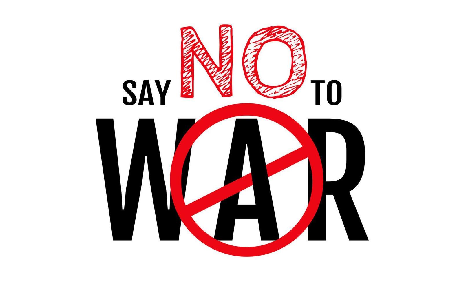 cartaz de vetor com texto e sinal de pare. tipografia vetorial com texto de dizer não à guerra.