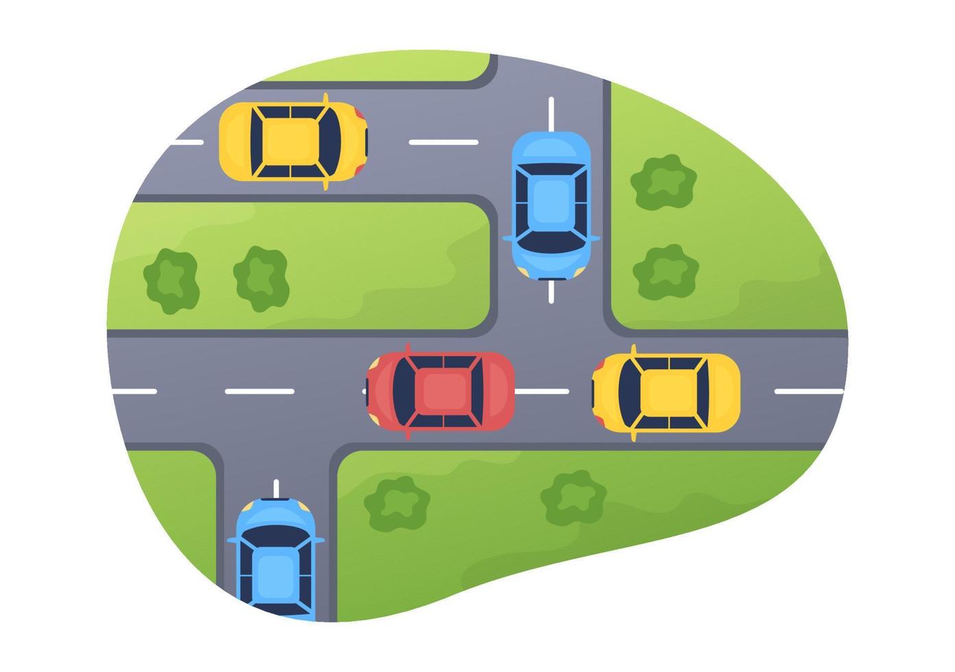 estacionamento com manobrista com imagem de bilhete e vários carros no estacionamento público em ilustração de desenho animado de fundo plano vetor