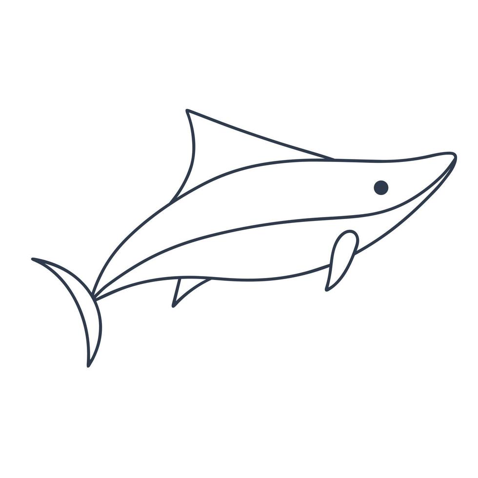ilustração de doodle de desenho de contorno de tubarão vetor
