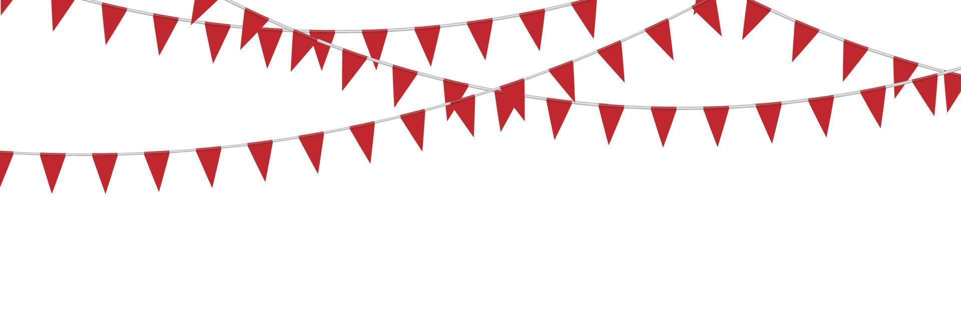 bandeiras de festa de estamenha vermelha isoladas no fundo branco, ilustração vetorial vetor