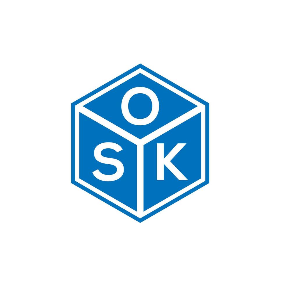 design de logotipo de carta osk em fundo preto. conceito de logotipo de letra de iniciais criativas osk. design de carta osk. vetor