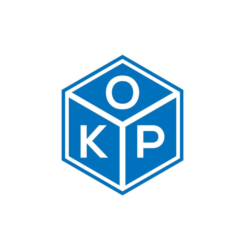 design de logotipo de carta okp em fundo preto. conceito de logotipo de carta de iniciais criativas okp. projeto de carta okp. vetor