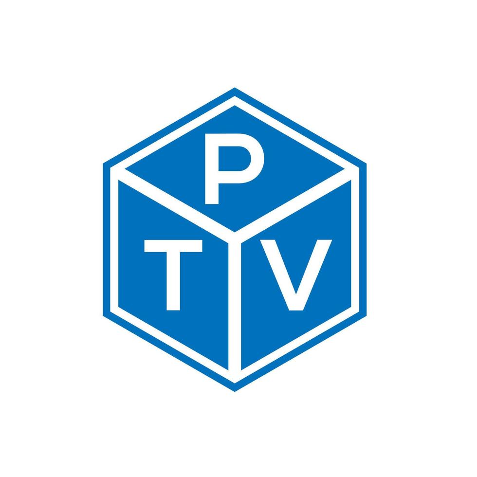design de logotipo de carta ptv em fundo preto. conceito de logotipo de letra de iniciais criativas pTV. design de letra pv. vetor