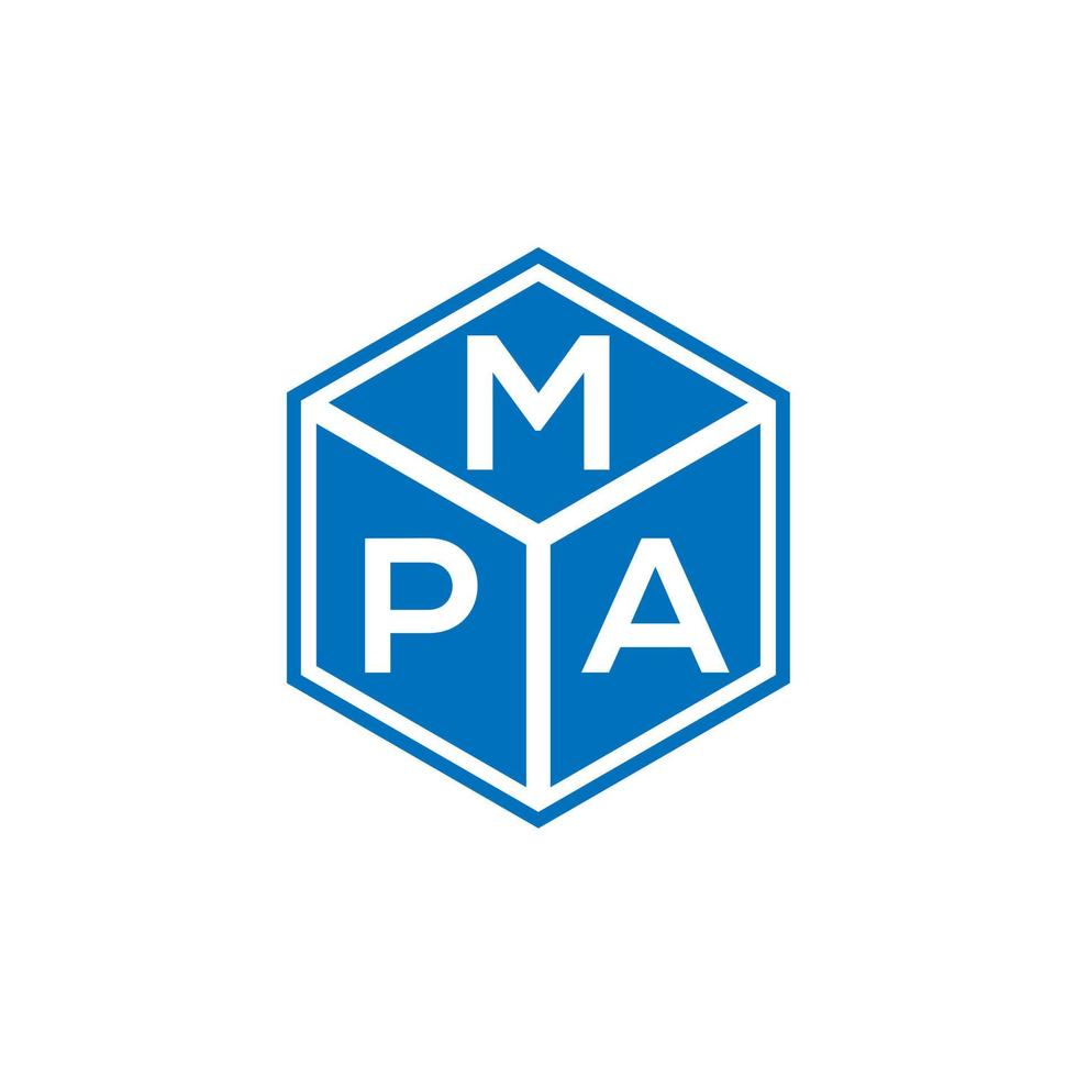 design de logotipo de carta mpa em fundo preto. conceito de logotipo de letra de iniciais criativas mpa. design de letra mpa. vetor