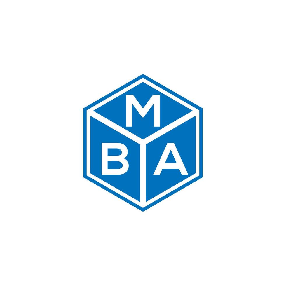 design de logotipo de carta mba em fundo preto. conceito de logotipo de letra de iniciais criativas de mba. design de letra mba. vetor