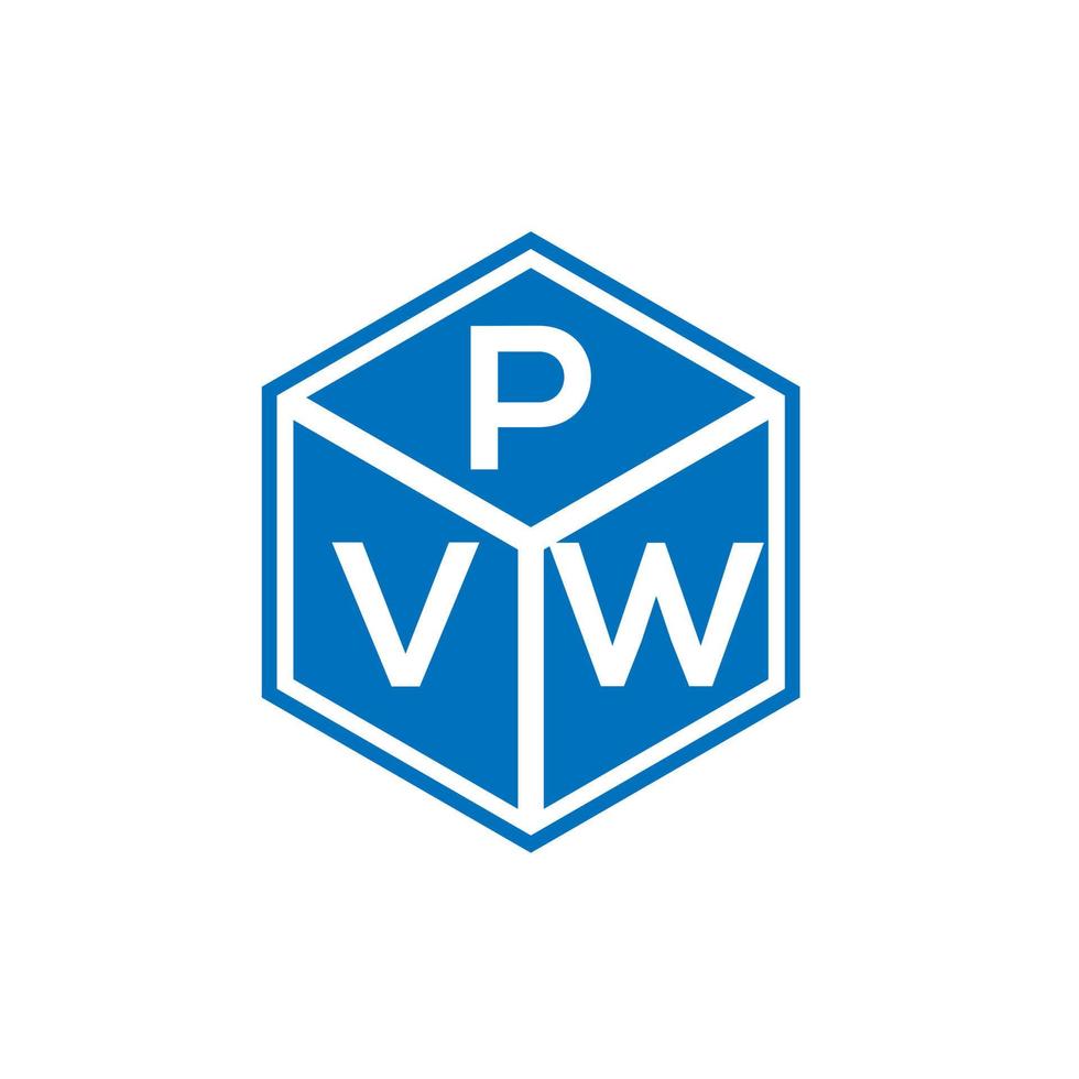 design de logotipo de carta pvw em fundo preto. conceito de logotipo de letra de iniciais criativas pvw. design de letra pvw. vetor