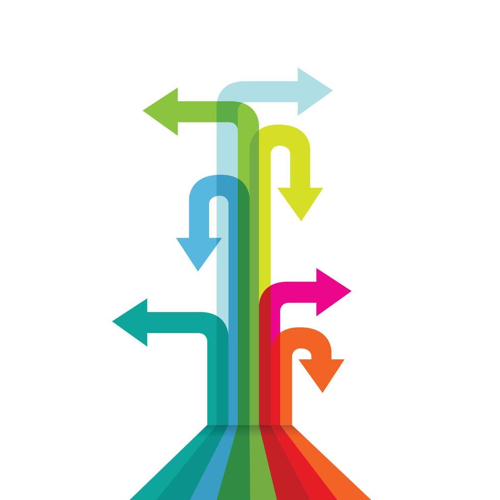 muitas direções de setas coloridas. vetor eps 10.