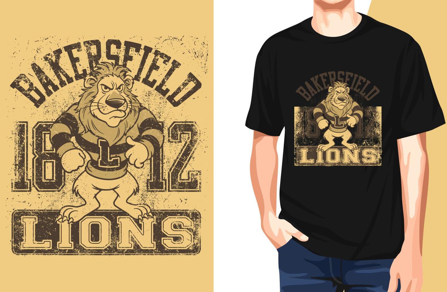 Bakersfield Lions t shirt design.can ser usado para impressão de camiseta, impressão de caneca, travesseiros, design de impressão de moda, desgaste infantil, chá de bebê, saudação e cartão postal. design de camiseta vetor