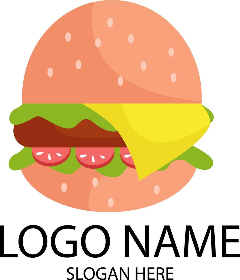 vetor de modelo de design de logotipo de mascote de restaurante de hambúrguer de fast food simples e minimalista