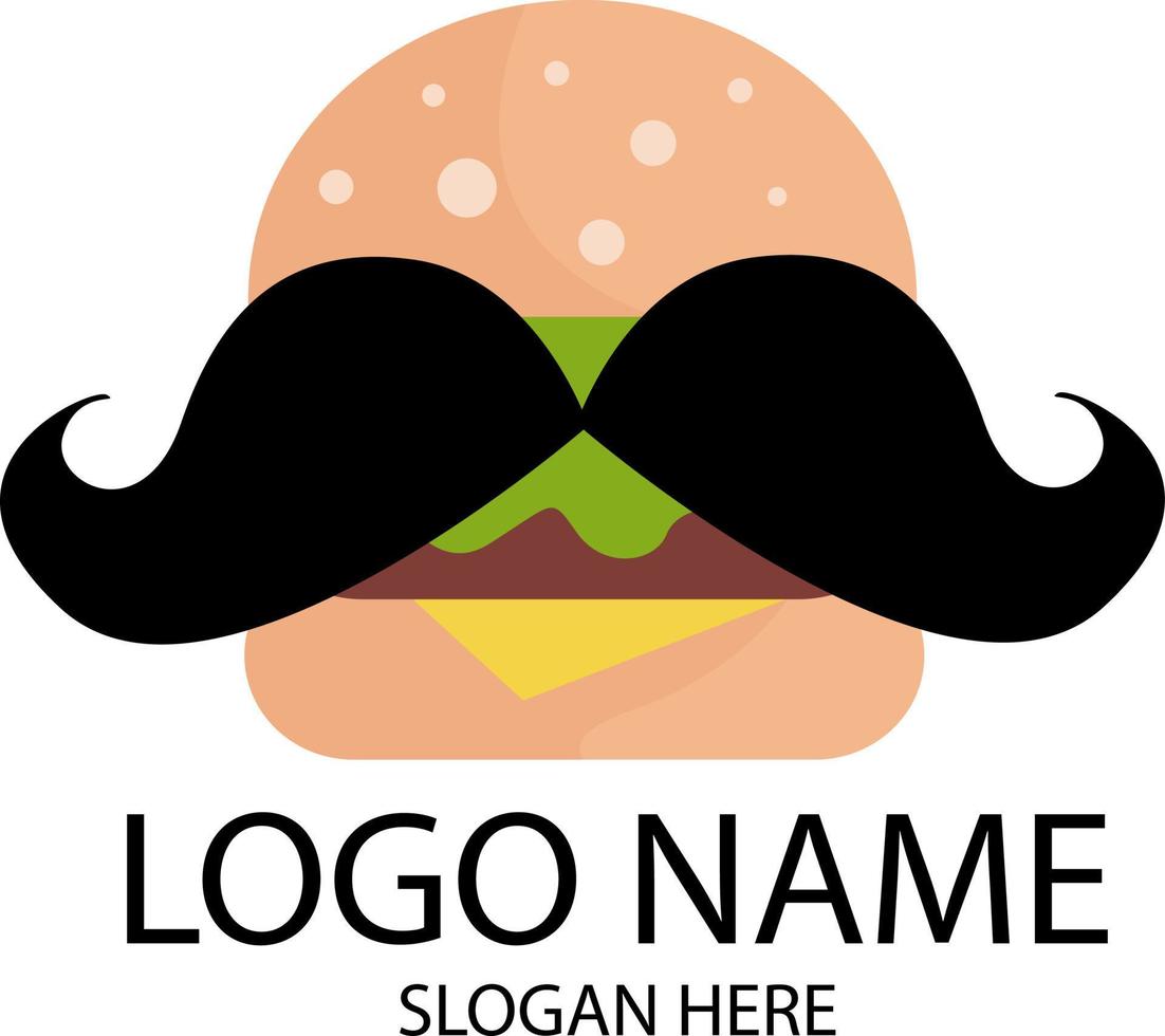 logotipo de vetor de hambúrguer de bigode, fast food, ilustração vetorial para logotipo