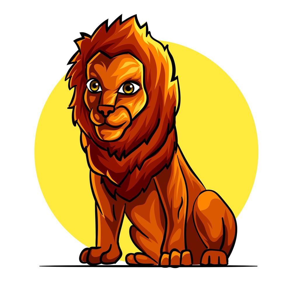 modelo de ilustração vetorial de personagem de mascote de corpo inteiro de leão vetor