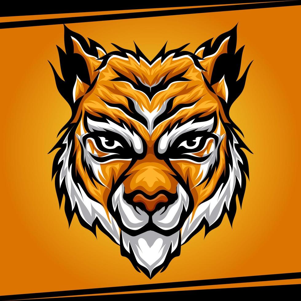 cabeça de tigre animal mascote para esportes e esports ilustração vetorial de logotipo vetor