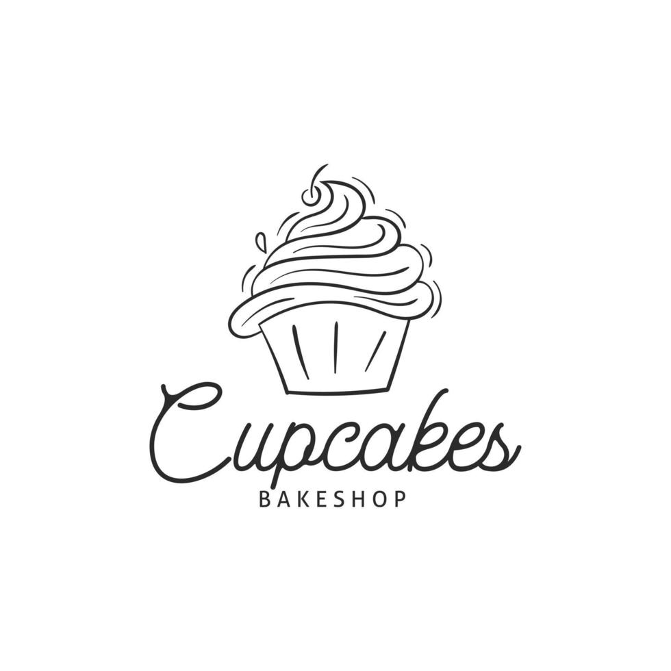 modelo de design de logotipo de padaria de cupcake vetor