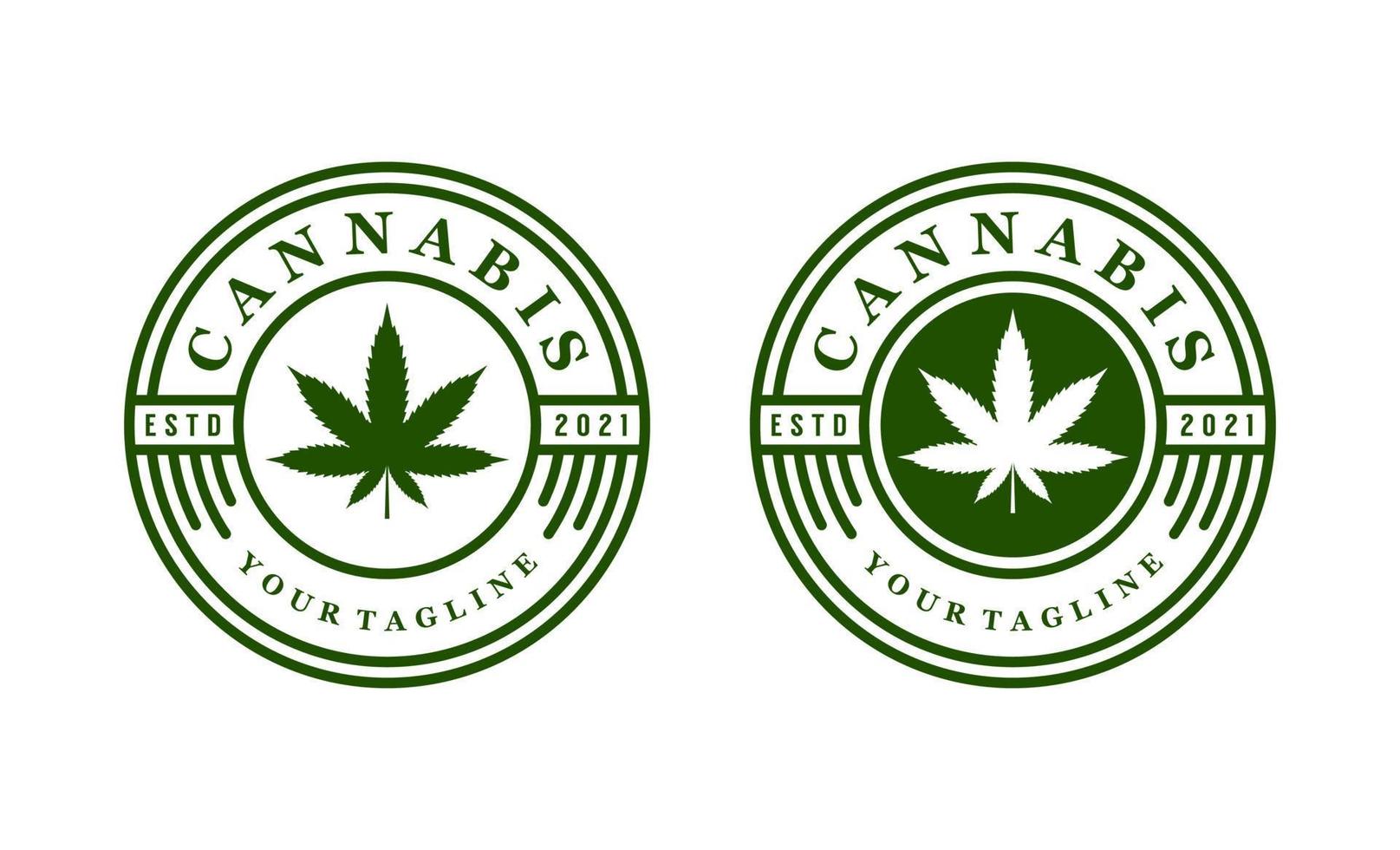 modelo de design de logotipo de etiqueta de distintivo de maconha de cannabis vintage vetor