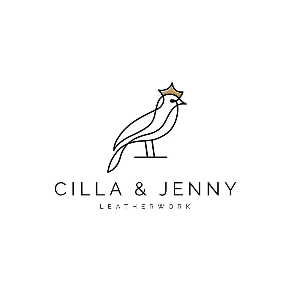 logotipo de pássaro de luxo com modelo de design de coroa vetor