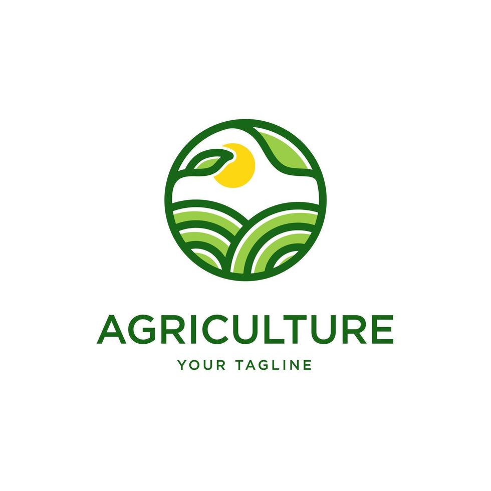 modelo de design de logotipo de fazenda de natureza verde vetor