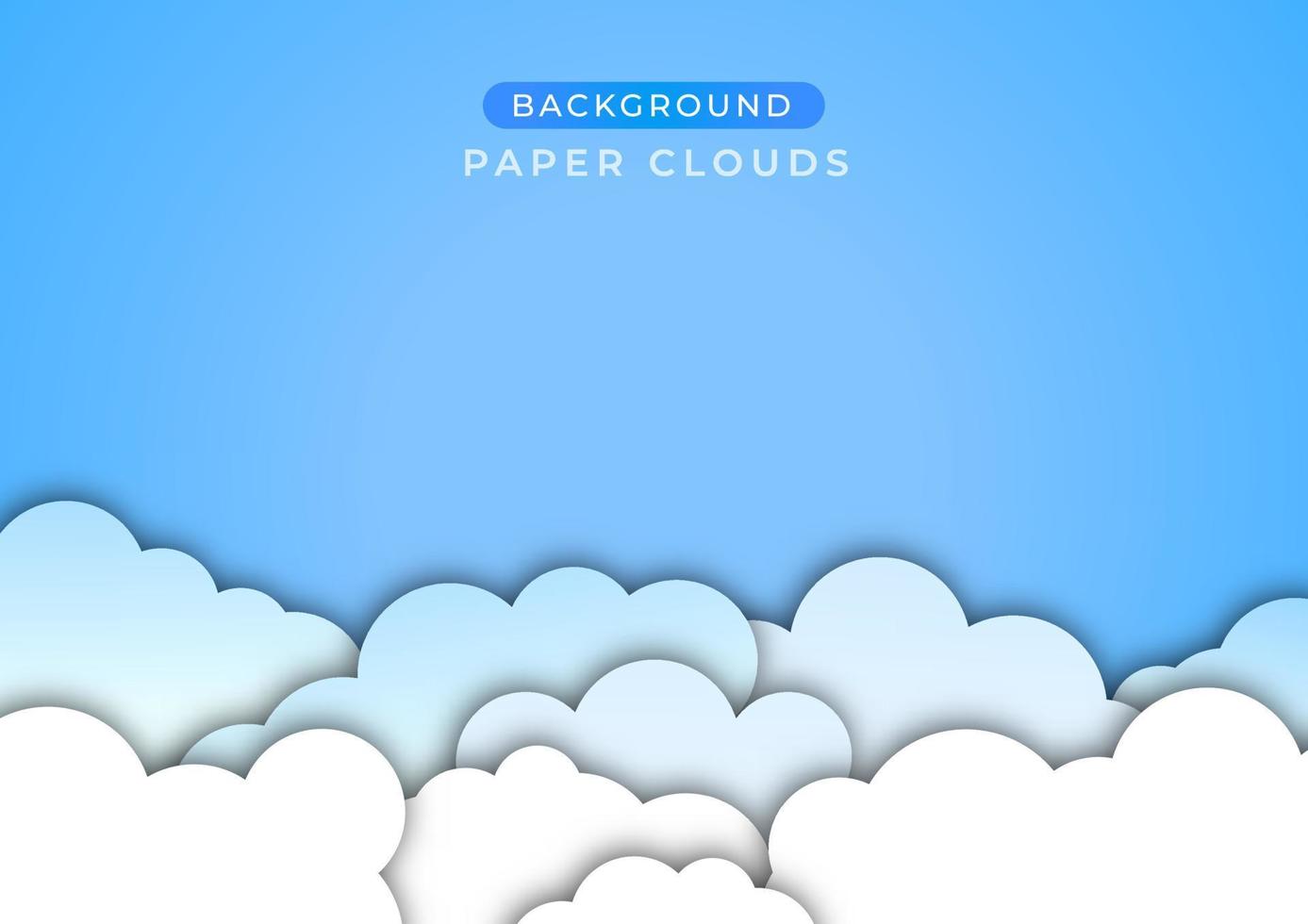ilustração design gráfico vetorial papel nuvens fundo azul adequado para banner e papel de parede vetor