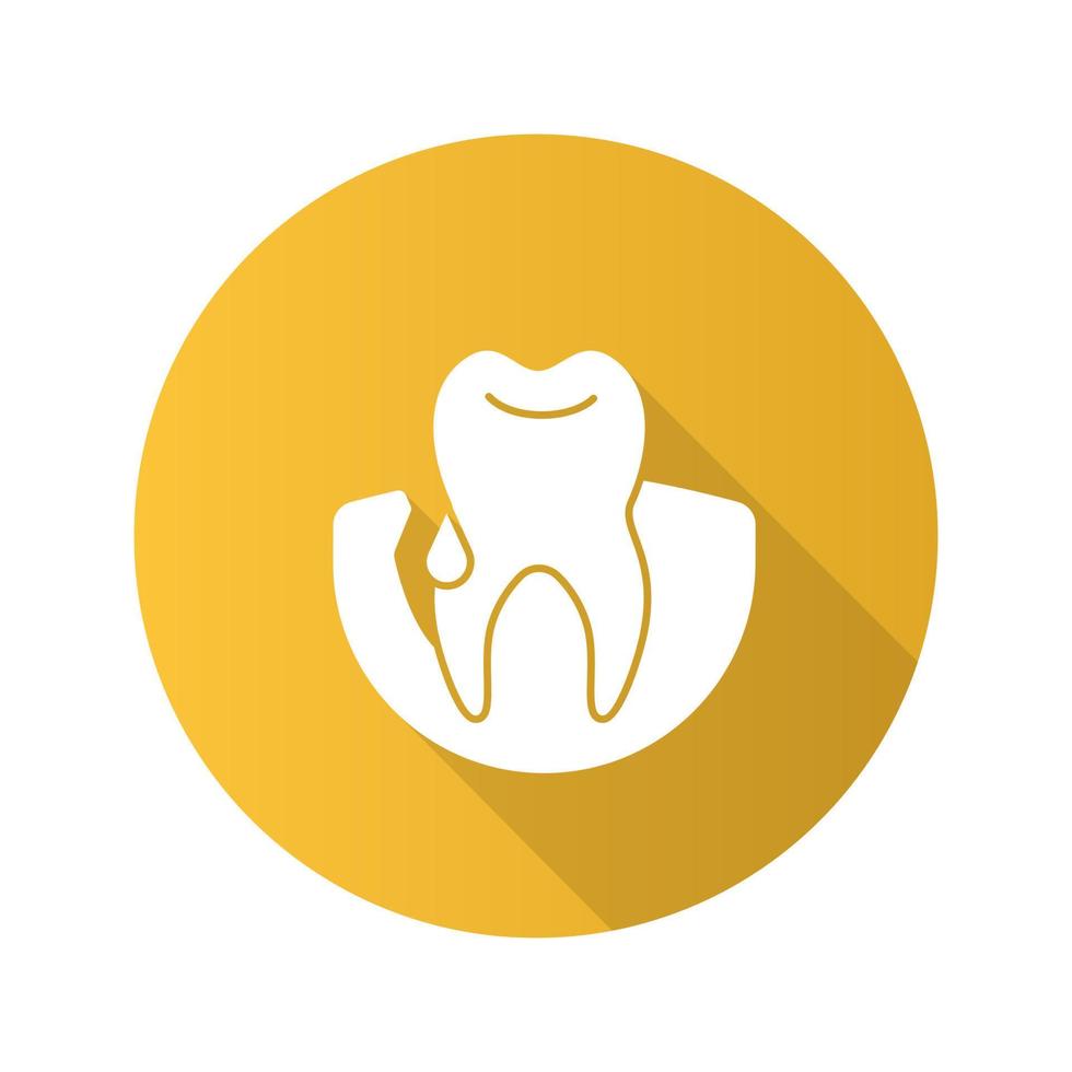 goma sangrando ícone de glifo de design plano de longa sombra. gengivite. ilustração em vetor silhueta