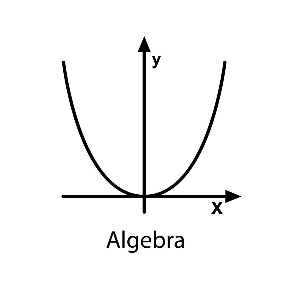 sistema de coordenadas com ícone de glifo de parábola. símbolo de silhueta. álgebra. sistema de eixos. espaço negativo. ilustração vetorial isolada vetor