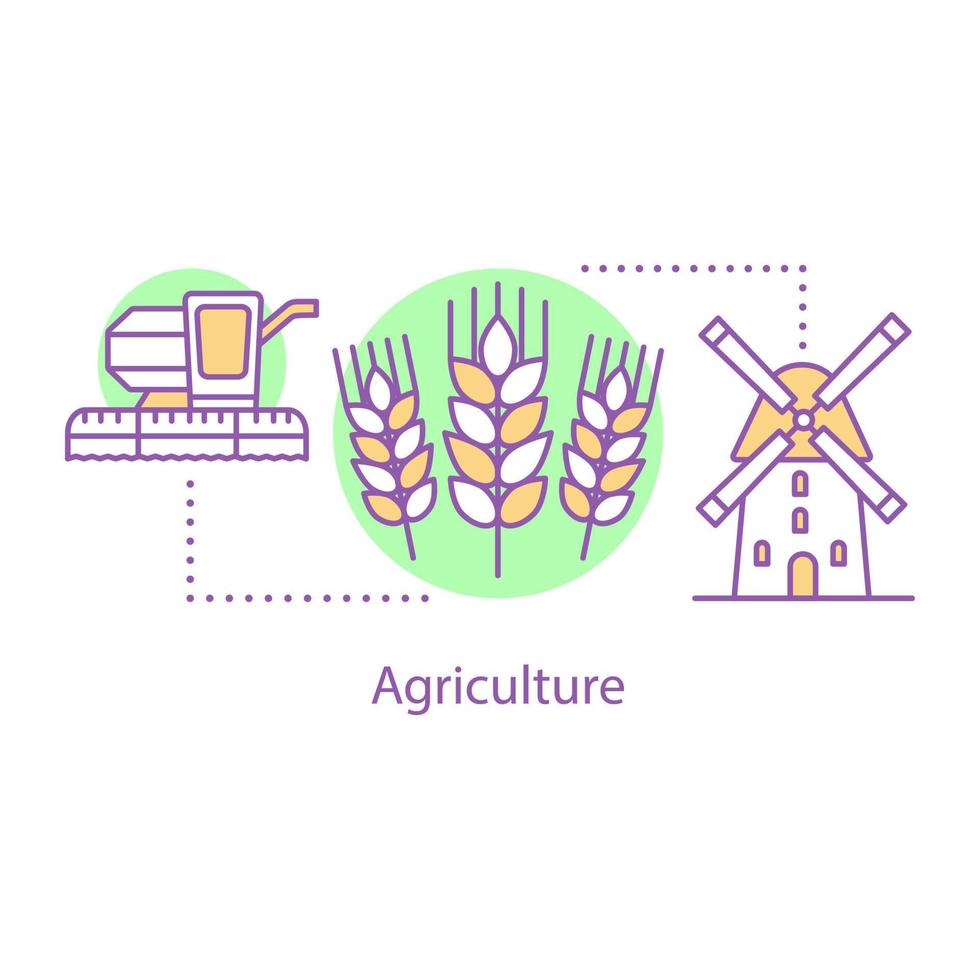 ícone do conceito de agricultura. colheita. ilustração de linha fina de idéia de agricultura. produção de culturas. desenho de contorno isolado de vetor