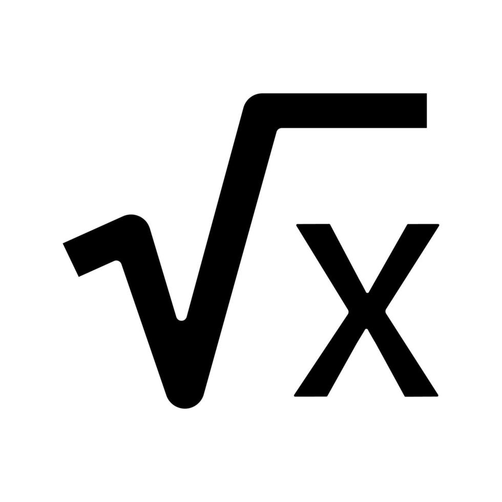 raiz quadrada do ícone de glifo x. expressão matemática. símbolo de silhueta. espaço negativo. ilustração vetorial isolada vetor