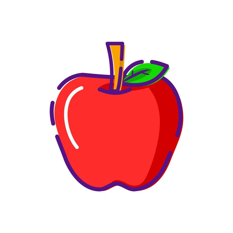 ilustração simples de maçã em fundo isolado vetor