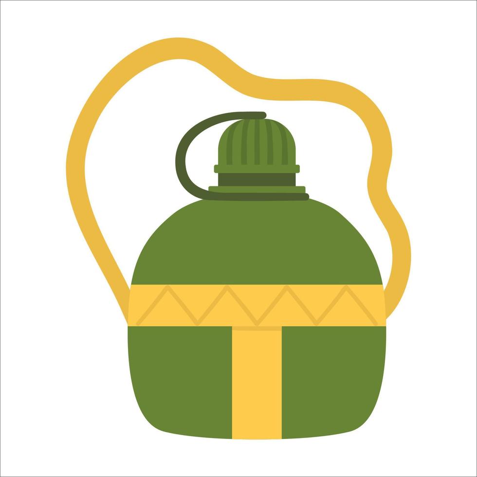 ícone de balão verde vetor isolado no fundo branco. ilustração de garrafa de água portátil. recipiente para turismo ativo ao ar livre. foto de jarra de turista portátil
